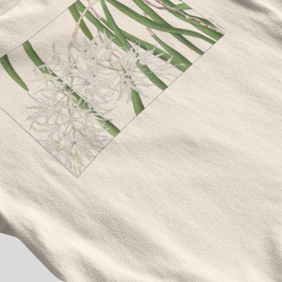 Thin Pencil Orchids Ukyio-e Print Long Sleeve Graphic Tee T-shirt S M L XL - Picture 5 of 6
